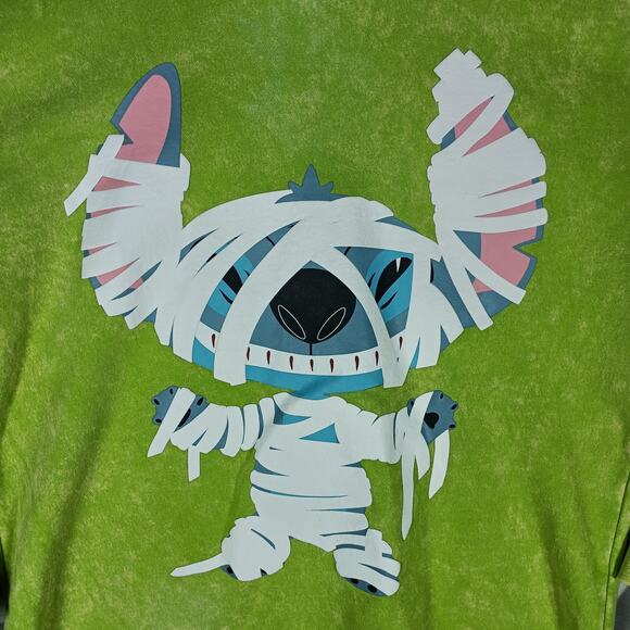 Disney Our Universe Stitch Sweatshirt Womens Small Green Mummy Halloween - Picture 2 of 11